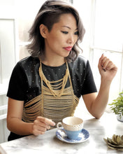 Load image into Gallery viewer, Amelia Chain Crop Top, Gold with Black Chain
