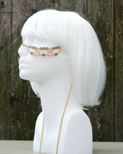 Load image into Gallery viewer, Vintage Smoke and Rose Czech Beads with Gold Face Chain
