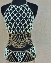 Load image into Gallery viewer, [ONE OF A KIND] Pearl Gold Chain Crop Top &amp; Skirt
