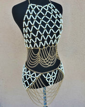 Load image into Gallery viewer, [ONE OF A KIND] Pearl Gold Chain Crop Top &amp; Skirt
