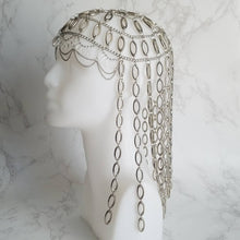 Load image into Gallery viewer, Flapper Beaded Fringe Headpiece, Silver
