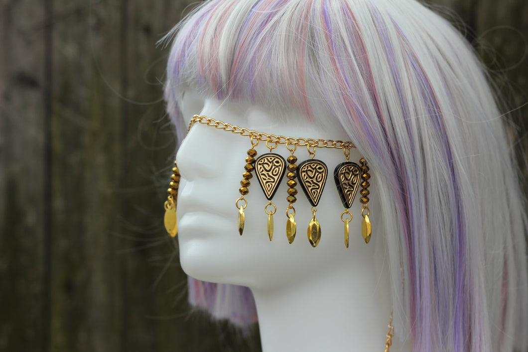 Vintage Beads Gold Face Chain, One of a Kind