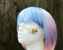 Load image into Gallery viewer, Vintage Glass and Hammered Casting Gold Face Chain, One of a Kind

