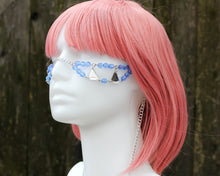 Load image into Gallery viewer, Vintage Sapphire Czech Glass Silver Face Chain
