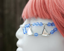 Load image into Gallery viewer, Vintage Sapphire Czech Glass Silver Face Chain
