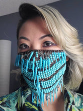 Load image into Gallery viewer, Turquoise beaded mask embellishment with spikes, limited quantity
