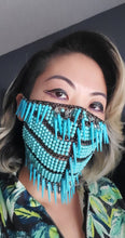 Load image into Gallery viewer, Turquoise beaded mask embellishment with spikes, limited quantity
