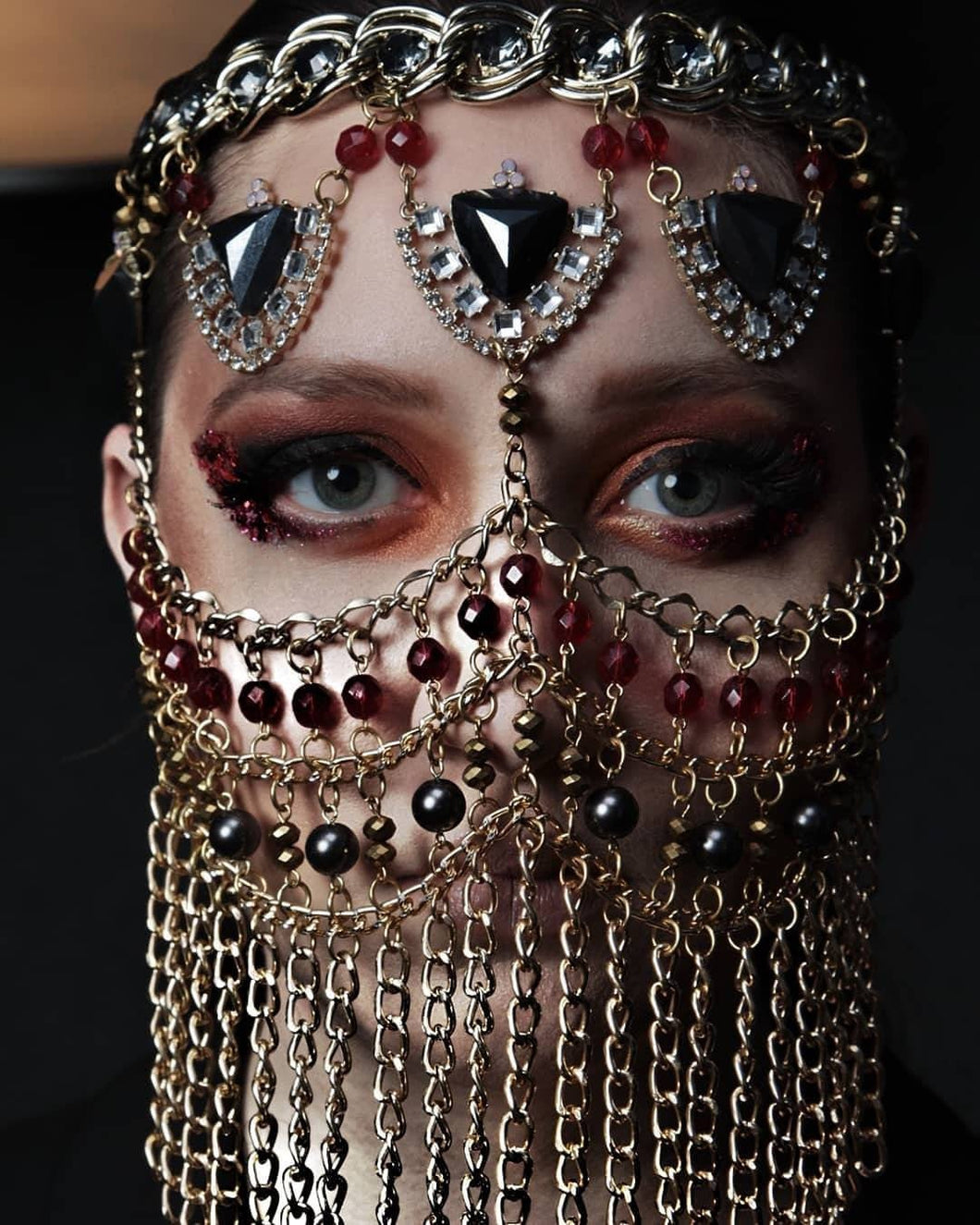 ONE OF A KIND Crystal mask embellishment Head Chain