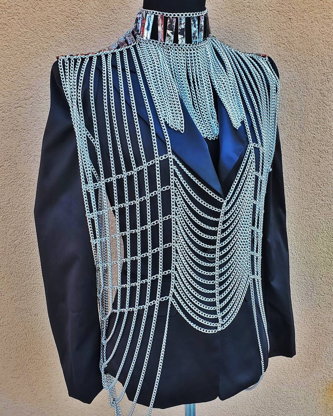 REVERSIBLE Front And Back Chain Fringe Vest Body Chain