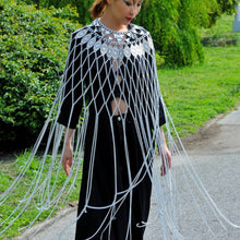 Load image into Gallery viewer, Filigree Crystals and Chains Cape, Gold or Silver
