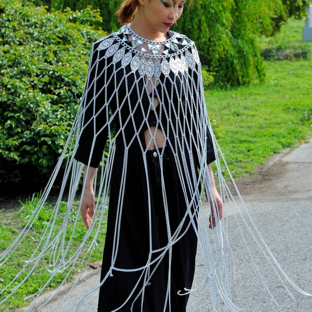 Filigree Crystals and Chains Cape, Gold or Silver